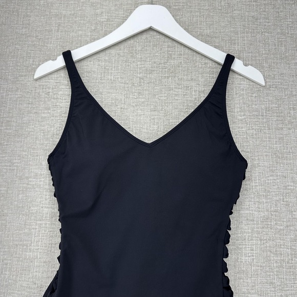 Bleu Rod Beattie One Piece Swimsuit Womens 8 Black Back Sides Cut Out Adjustable - Picture 3 of 13